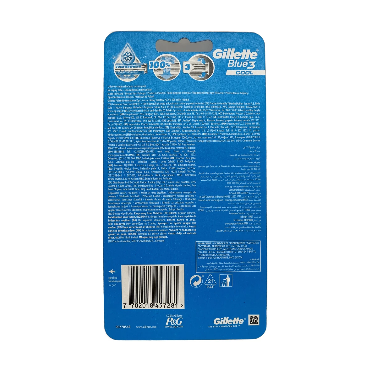 Gillette disposable razor 6 pcs Blue 3 Cool - Slika 2