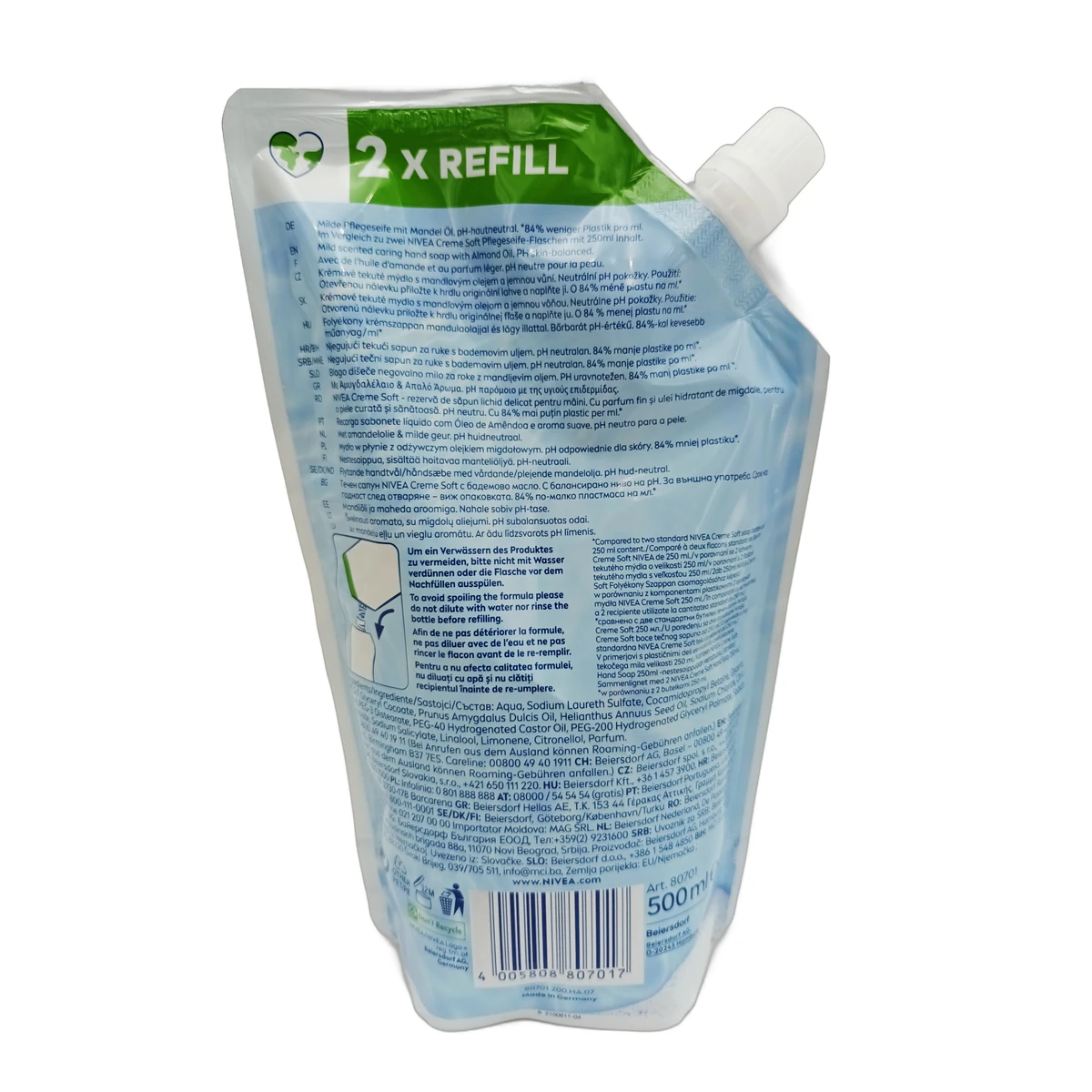 Nivea liquid soap refill 500 ml Cream Soft - Slika 2