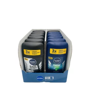 Nivea mix box 12 pcs men stick 50ml 7 pcs Black&White+5 pcs Fresh Kick