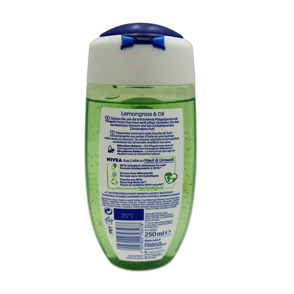Nivea shower gel 250 ml Lemongrass&Oil - Slika 2