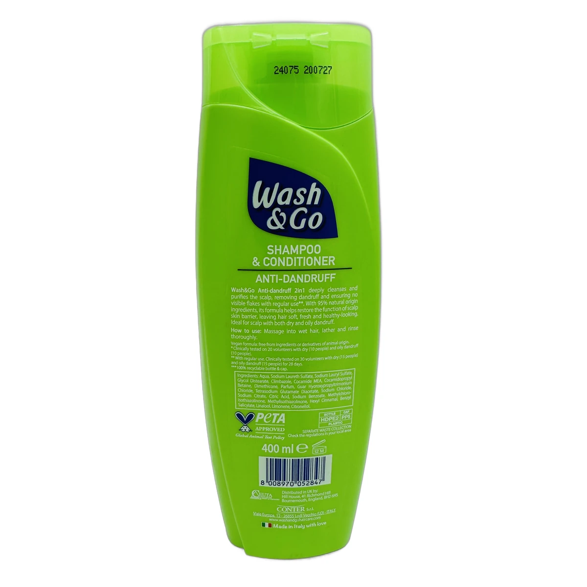 Wash&Go shampoo 400 ml Anti dandruff 2in1 - Slika 2