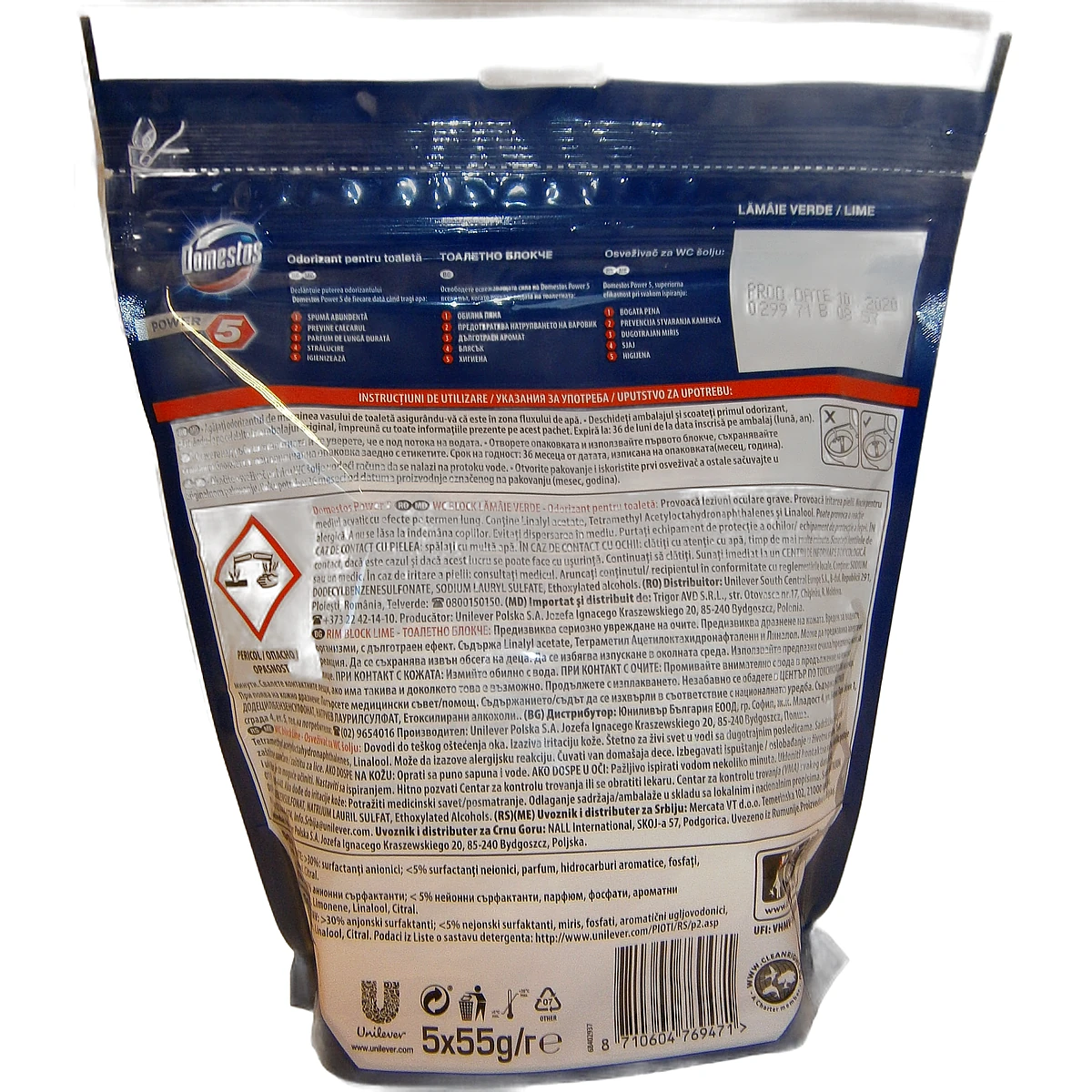 Domestos toilet freshener 5x55 g Power 5 Lime - Slika 2