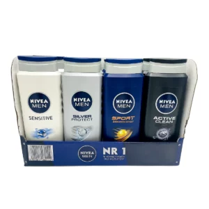 Nivea mix box 16 pcs men shower gel 250 ml 4 pcs Sensitive+4 pcs Sport+4 pcs A.Clean+4 pcs Silver P