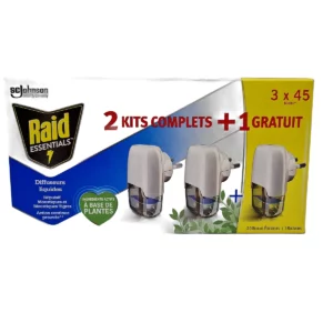 Raid fly and mosquito killer 3 pcs electric system + 3 pcs refill triopack 3x45 night